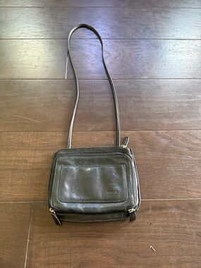 Fossil Black Leather Slim Crossbody Belt Bag